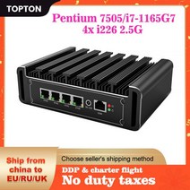 산업용컴퓨터 산업용PC 미니PC 산업용피씨 11 세대 인텔 미니 PC i7 1165G7 펜티엄 7505 4 i226 2.5G LAN DDR4 NVMe DP 셀러론 N5105 팬리스, CHINA, Pentium Gold 7505 + UK, No Ram No Storage, 01 No Ram No Storage, 02 Pentium Gold 7505_03 UK
