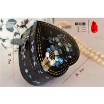 자게장 자개 나비 옷 나전칠기 보석 함 돌반지 귀걸이 보관 조개, 하트 블루 패브릭개