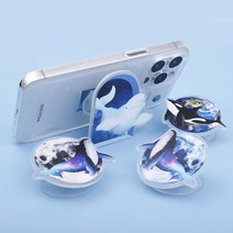 나인어클락 하늘고래 클리어 아크릴 스마트 그립 핑거 톡 핸드폰 거치대, 지구고래