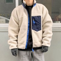 제타22 남성용 컬러 배색 뽀글이 후리스 집업 자켓 [1510]