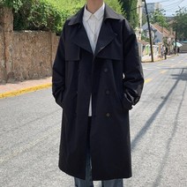 남성 봄가을 루즈핏 오버사이즈 롱 트렌치 코트