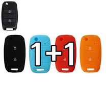 바이어블 1+1 기아 봉고3 2버튼 폴딩키 가죽 스마트키 케이스, 블랙+블랙