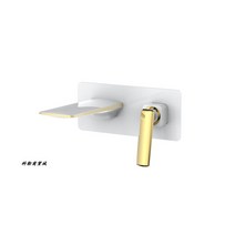 kohler 콜러 새로운 폭포 수도꼭지 흰색 벽 분할 세면대 숨겨진 수도꼭지 블랙 색상 일치, 지르코늄 골드 + 화이트 샴