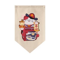 일본 고양이 프린트 숏 커튼 페넌트 스시 숍 삼각형 플래그 주방 출입구 파티션 발코니 장식, [02] 30x50cm, [01] Hook Loop, [08] HTriangle Curtain
