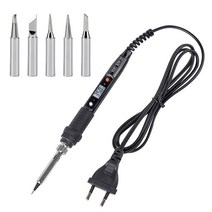 JCD-80W 전기 납땜 인두 키트 온도 조절 가능 LCD 디지털 디스플레이 220V/110V 팁 908S 용접 공구, [02] 80W 110V, [03] 908S Black Kit2, [02] EU
