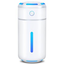 가습기 탁상 초음파식 350mL[USB 충전식 & 칠색 LED 라이트 첨부]차아염소산수 대응 위에서 급수 차재 가습기 정음 소형 탁상 가습기 페트병 공기 청정 운반 편리 편리함 사무실자동차거실회사가정 적용 화이트