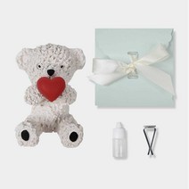뽀글이 곰돌이 베어 차량용 석고 방향제 set + 리필오일 + 클립 + 선물상자, 베이지, 입가린곰, 러브미