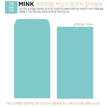 고급칼라봉투 밍크지봉투 티켓봉투 Mink 밍크지 53칼라 규격(85x170mm)100매 / 봉투도매 고급봉투주문제작, 18 옥색