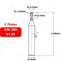 ZCCCT GM-2BS 2 플루트 마이크로 볼 노즈 솔리드 카바이드 엔드 밀 CNC 밀링 기계에 대한 금형 제작을위한, 15 GM-2BS-R1.25_02 5Pcs