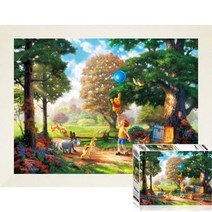 퍼즐피플 디즈니 킨케이드 명작 직소퍼즐 모음, 퍼즐유액 포함, 곰돌이푸 500P 액자포함(우드화이트), 500p