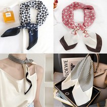미니목도리 여성목도리 겨울목도리 70*70 포인트 쁘띠스카프 실크 줄무늬 방울 미니 사각 여성 남성 별의별굿즈