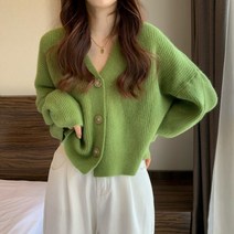 V넥 두꺼운 스웨터 가을 겨울 여성 병원 단체 카페 사무실, 프리사이즈 파란색