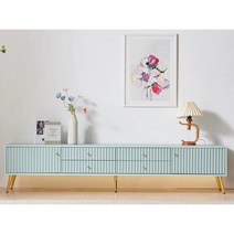 낮은 파스텔 템파보드 LED 2단 거실장 2100 (3색) AV장 앤틱 포인트 예쁜, 화이트