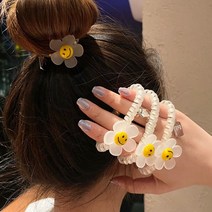 데일리 스마일 데이지 스프링 머리끈 플라워 머리 고무줄