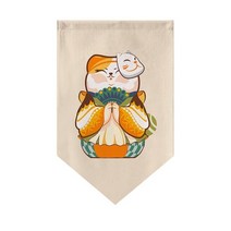 일본 삼각형 플래그 고양이 프린트 짧은 커튼 이자카야 입구 파티션 주방 레스토랑 출입구 장식 커튼, [01] 20x30cm, [01] Hook Loop, Triangle Curtain S6