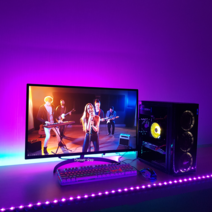 디파워샵 오드 LED 스트립 15색 인테리어 무드등 붙이는 간접 조명 RGB LED바 (사이즈 0.5m 1.5m 2.0m) 컴퓨터 PC방 백 라이트 리모컨 줄조명 틱톡 유튜브, LED 2.0m