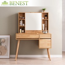 [베네스트] 로빈스 고무나무 원목 화장대 1000_거울포함, 색상:네추럴