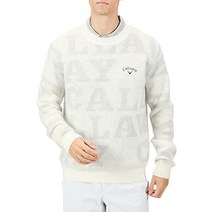 176814 골프자켓 Callaway C22218105 남성용 크루넥 니트 로고 자카드 모헤어 니트 스웨터 골프, L, 1030 화이트