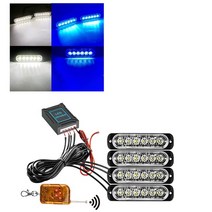 차량경광등 LED경광등 주차장경광등 스트로브 빛 무선 자동차 비상 깜박이 라이트 트레일러 트럭 경찰 다이, 한개옵션1, 03 White Blue