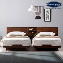 잉글랜더 바우 멀바우 호텔 트윈 침대+협탁1EA Sweet Slumber 포켓 매트-SS+SS, 매트포함SS+SS+협탁1EA, 그레이+매트(그레이)