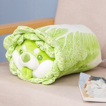귀여운 야채요정 대형 시바인형 강아지 모찌인형 배추요정 쇼파 쿠션 베개 14세이상용, 엎드린자세쿠션 45cm + 정품cm