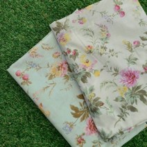 하늘한 대폭150cm 아사면원단 국화꽃 2컬러 꽃무늬, 민트