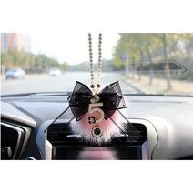 행잉 여우털 룸미러 백미러 퍼 장식품 차량용 인테리어 소품 새차선물 연인선물 카 자동차 차내부꾸미기 걸이 행거, C