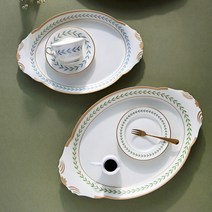 시라쿠스 로렐리프 트레이쟁반 2P세트(대+중), 로렐블루