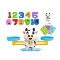 몬테소리 수학 스마트 원숭이 균형 균형 디지털 숫자 보드 게임 교육 학습 교육 자료, White Cow