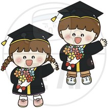 만자디자인 졸업 수료 컷도안 / 꽃다발 남녀 / 학교 유치원 어린이집 졸업 수료 환경구성