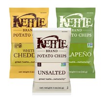 3 종 세트 KETTLE 화이트체다+무염 언솔티드+할라피뇨 감자 포테이토 칩 케틀칩 과자 141 g, 3종 세트, 141g