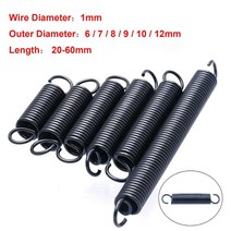 토션스프링 인장 금형 태엽 스프링 오픈 후크 확장 풀백 이있는 5pcs 1mm 와이어 직경 외경 6-12mm 길이 20-60mm, 1.0mm, 9mm, 25mm, 5개