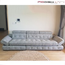 모디쉬갤러리 구스 천연 누박쇼파 S클래스 4인 가죽 명품 고급 쇼파, 4인용 소파+스툴, 태풍네이비투톤