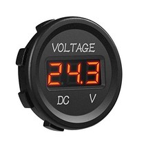 MICTUNING J0001L DC 12V LED Display Voltmeter Waterproof for Boat Marine Vehicle Motorcycle Truck AT, 1, RED
