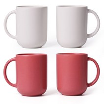 보울보울 레트로라인 핸들머그 370ml, 밀크화이트+로제핑크, 4개