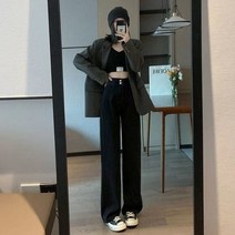 사이드지퍼청바지 아메카지바지 VIBE 고가 와이드 루즈핏 디자인감각 여성 클래식 스트레이트핏 긴바지 4964394317