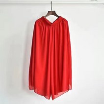린넨 8부 롱 치마바지 랩 슬랙스 중년 스판 쉬폰 새틴 A라인 주름