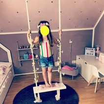 스타무역 실내 원목 그네 어린이 야외 의자 놀이터 정원 장난감, 핑크