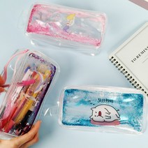 글리터필통 초등 중학생 고등학생 대용량 투명 필통 여아 인싸템 색연필 펜슬 파우치 다이소, 6. 펄블루 돼지
