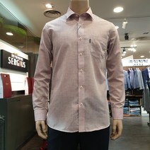 세르지오 에스에스패션 남성 브랜드 워싱 시원하고 구김이적은 린넨혼방 잔체크 레드 여름 긴팔 캐주얼 남방