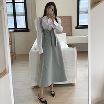 떳다그녀 루시드 멜빵 집업 롱 원피스