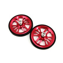 카본휠셋 카본삼발이 라이트웨이트휠 brompton easywheel 알루미늄 합금 베어링 이지 휠 리어 랙 플랫 고무 휠을 위한 새로운 litepro 접이식 자전거, 레드 1쌍