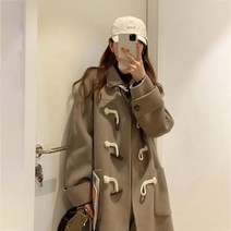 꽃소담 여자 가을겨울 떡볶이 단추 모직 롱 코트 스쿨룩 QQA2938