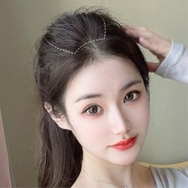 여자 윗머리 빈 정수리 볼륨 채우기 부분가발 앞머리, 12cm, 진갈색