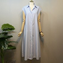 라임브릿지 카라 스트라이프 롱 남방 원피스