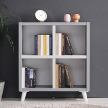 원룸거실 미니 4칸 책진열장(84cm 6컬러) 장식장 서류 LP 화일 인테리어, 연그레이크림