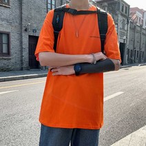 남자 여름 반팔 오버핏 레이어드 컬러 라운드 티셔츠
