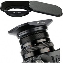JJC 바요넷 스퀘어 메탈 렌즈 후드 쉐이드 with ABS 슬라이드-in 후드 캡 for Fuji Fujifilm Fujinon XF, 단일옵션