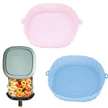 베이킹 오븐 1/2pcs 실리콘 에어 프라이어 오븐 베이킹 트레이 피자 튀김 치킨 Airfryer 바구니 재사용 팬, 16 Pink and Blue