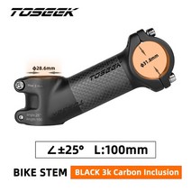 카본 스템 TOSEEK-카본 MTB 25/35 도 초경량 산악 자전거 31.8mm 핸들 바 60/70/80/90/100mm 액세서리, [05] ZFONE-Black25-100mm